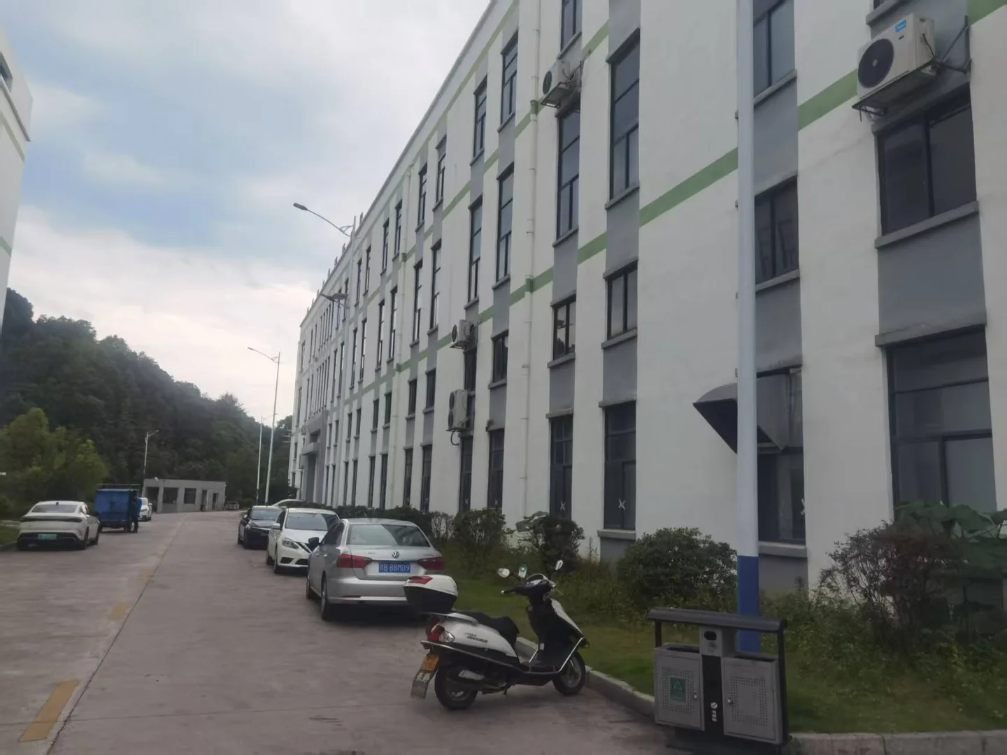 Factory buildings and access road