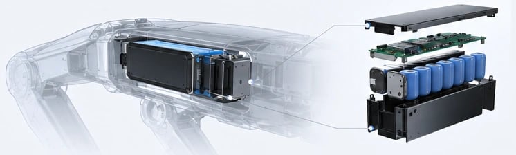 Battery placement in a transparent product shell and exploded pack